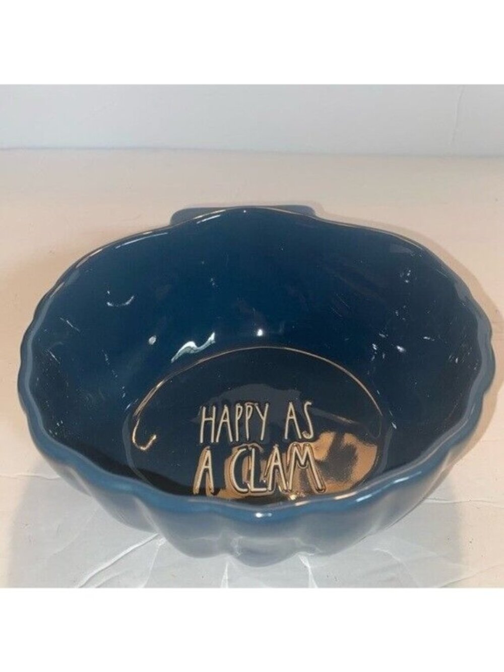 Rae Dunn Happy as a Clam Serving Navy Nautical Bowl NWT Artisan Collection